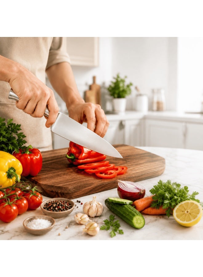 HausRoland Haus Roland 8Piece  Ultra-Sharp High Carbon SS Kitchen Knife Set with Wooden Block & Sharpener Ultra Sharp Knives Set Ergonomic Hollow Handles Dishwasher Safe - Image 4
