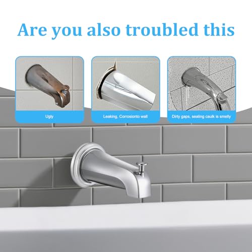 GZJoSum Metal Tub Spout Cover Ring, Black Bathroom Faucet Remodeling Wall Plate with Foam Gasket（1-1/2 Inch ID and 3-5/8 Inch OD） - Image 5