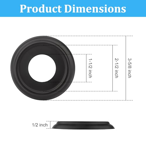 GZJoSum Metal Tub Spout Cover Ring, Black Bathroom Faucet Remodeling Wall Plate with Foam Gasket（1-1/2 Inch ID and 3-5/8 Inch OD） - Image 2