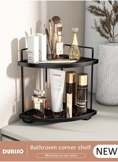 DUNISO Bathroom Counter Organizer, 2 Tier Corner Countertop Storage Shelf Bathroom Sink Organizer,Shower Caddy Corner Shelves,Triangle Bathroom Organization for Skincare Kitchen Vanitity  - Image 1