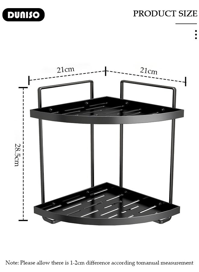 DUNISO Bathroom Counter Organizer, 2 Tier Corner Countertop Storage Shelf Bathroom Sink Organizer,Shower Caddy Corner Shelves,Triangle Bathroom Organization for Skincare Kitchen Vanitity  - Image 2