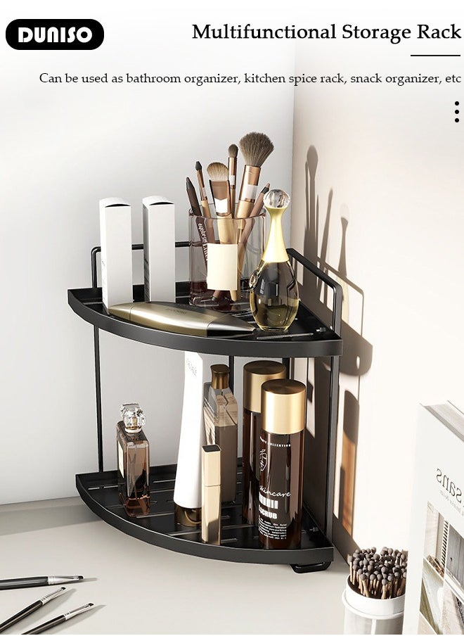 DUNISO Bathroom Counter Organizer, 2 Tier Corner Countertop Storage Shelf Bathroom Sink Organizer,Shower Caddy Corner Shelves,Triangle Bathroom Organization for Skincare Kitchen Vanitity  - Image 3
