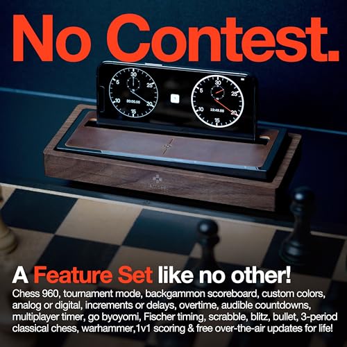 Tempest Chess Clock  Hybrid Phone Dock  App Large Display Chess Timer for Casual  Club Play iOS  Android for Chess Backgammon Go Scrabble Pool Warhammer and More Deluxe - Image 5