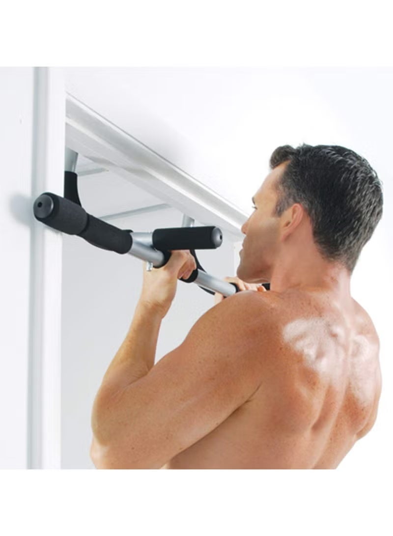 عقلة باب متعددة التمارين الرياضية للجزء العلوي من الجسم مع داعم للمعصم أسود × رمادي ، 150 كجم - Image 3
