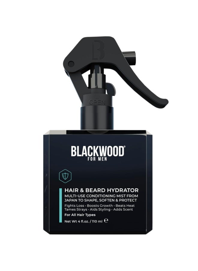 Blackwood For Men Hair & Beard Hydrator Spray - Natural Leave-In Conditioner - Moisturizes, Texturizes, Shapes & Detangles - Ideal for Beard Growth & Care - Vegan Men's Grooming Essential (4 oz)