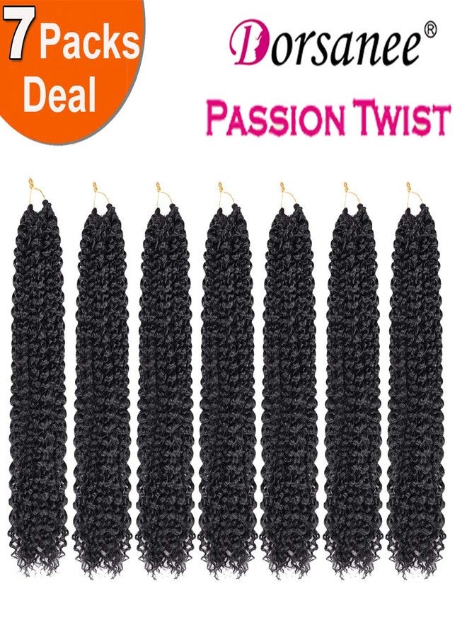 Dorsanee Black Passion Twist Hair 16 Inch 7 Packs Water Wave Crochet Hair Long Bohemian Curly Braiding Hair for Butterfly Locs, Faux Locs, Boho Style Spring Twist Crochet Braids (1#) - Image 3