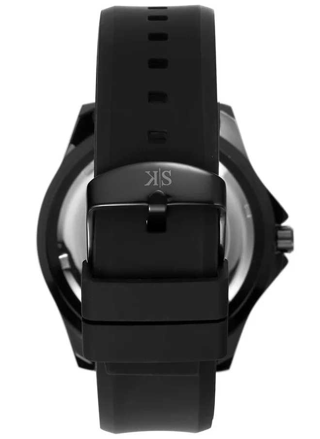 كينيث سكوت Kenneth Scott Men's Quartz Movement Watch, Analog Display and Silicon Strap - K22009-BSBB, Black