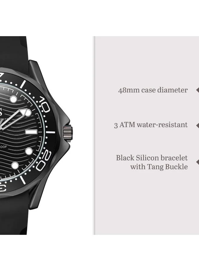 Kenneth Scott Black Men's Silicone Analog Watch K22009-BSBB - 48 mm for Men | Best Price UAE