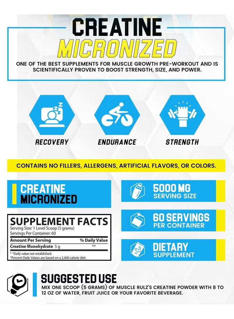 Muscle Rulz Creatine Micronized 60 Servings 300g - Image 4