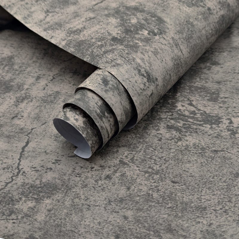 3yecao 16"Ã—118" Thick Light Brown Grey Concrete Contact Paper Waterproof Gray Concrete Wallpaper Peel and Stick Vinyl Wrap Industrial Matte Textured Adhesive Cement Wall Tile Sticker for Bedroom Walls - Image 1