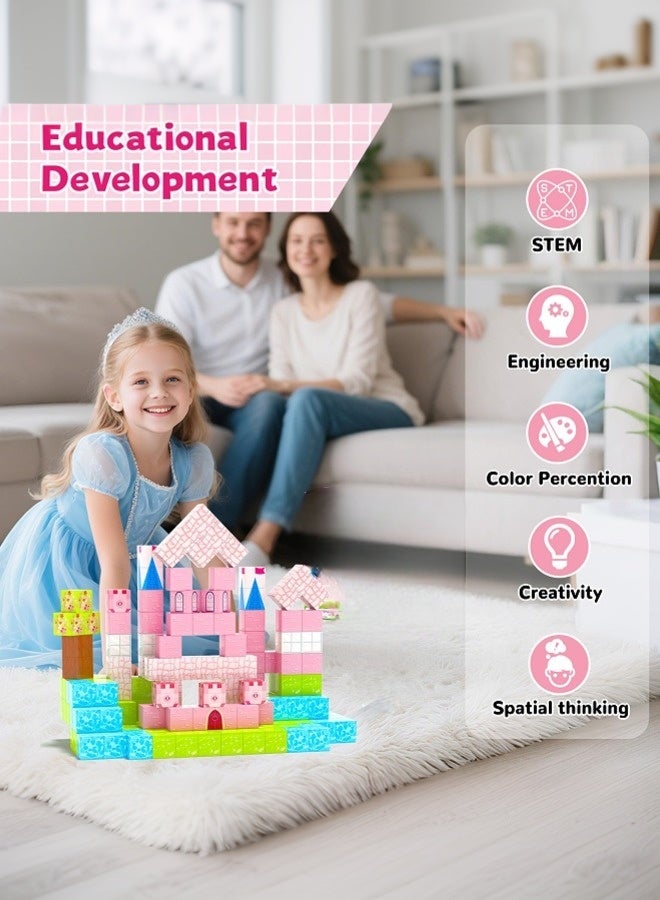 ملقط مجموعة مين ماجنت وورلد ١٠٠ قطعة مكعبات مغناطيسية مع تصميم قلعة أميرات | ألعاب تعليمية STEM حسية للأطفال بعمر ٣-٧ سنوات | بلاط مغناطيسي غير سام وآمن للألعاب الداخلية والخارجية - Image 2