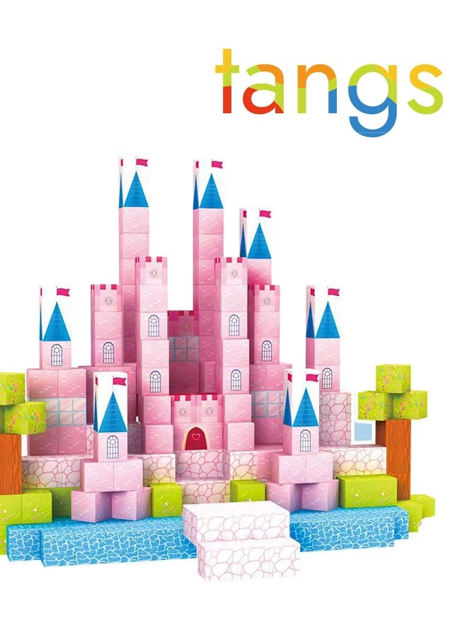 tangs - 100PCS Magnetic Blocks - Build Mine Magnet World Set with Princess Castle Theme | Magnetic Building Toys for Toddlers | STEM Sensory Outdoor Toys | Non-Toxic & Safe Magnetic Tiles for Boys & Girls Ages 3,4,5,6,7 - Image 1