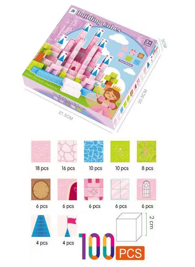 tangs - 100PCS Magnetic Blocks - Build Mine Magnet World Set with Princess Castle Theme | Magnetic Building Toys for Toddlers | STEM Sensory Outdoor Toys | Non-Toxic & Safe Magnetic Tiles for Boys & Girls Ages 3,4,5,6,7 - Image 1