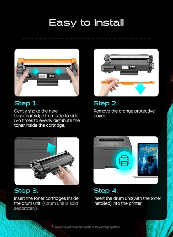 iNKPAD TN830XL Compatible Toner Cartridge High Yield Replacement for Brother TN830XL TN830 Compatible with HL-L2460DW DCP-L2640DW MFC-L2820DW HL-L2420DW HL-L2405W Printers (2 Black) - Image 4