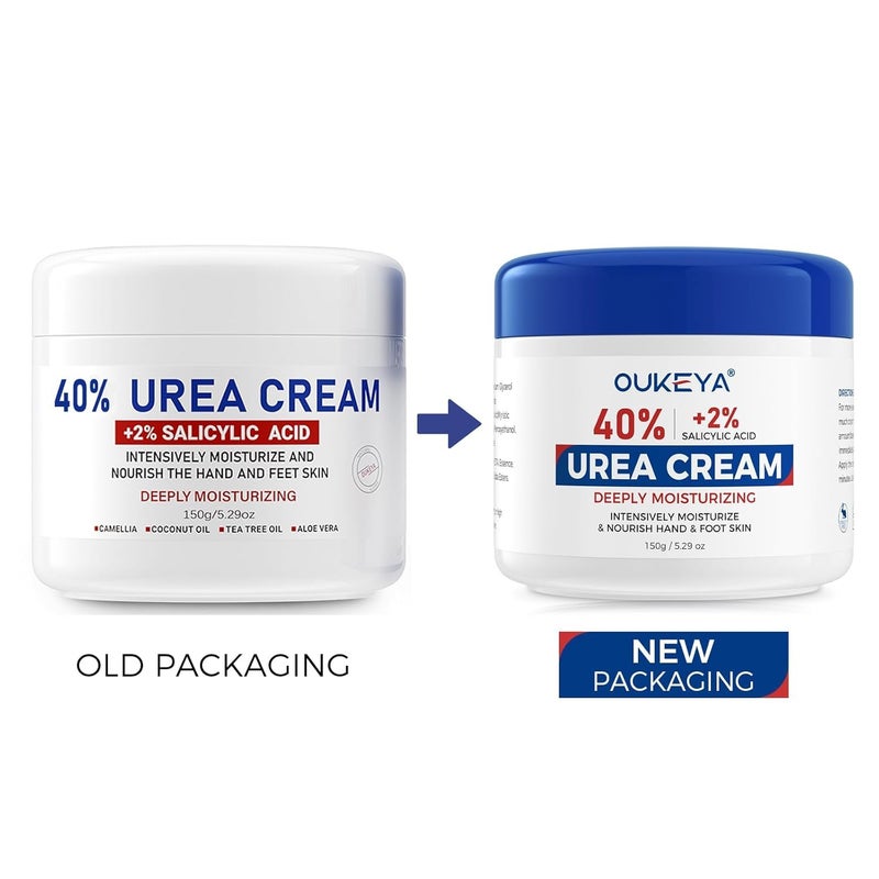 OUKEYA NEW FORMULA Urea Cream 40% Plus 2% Salicylic Acid for Feet Maximum Strength, Dry Cracked Hand Heel Moisturizing Repair Lotion for Knees, Elbows, Removes Corns, Dead Skin Cream, 5.29 oz 2 Pack - Image 2