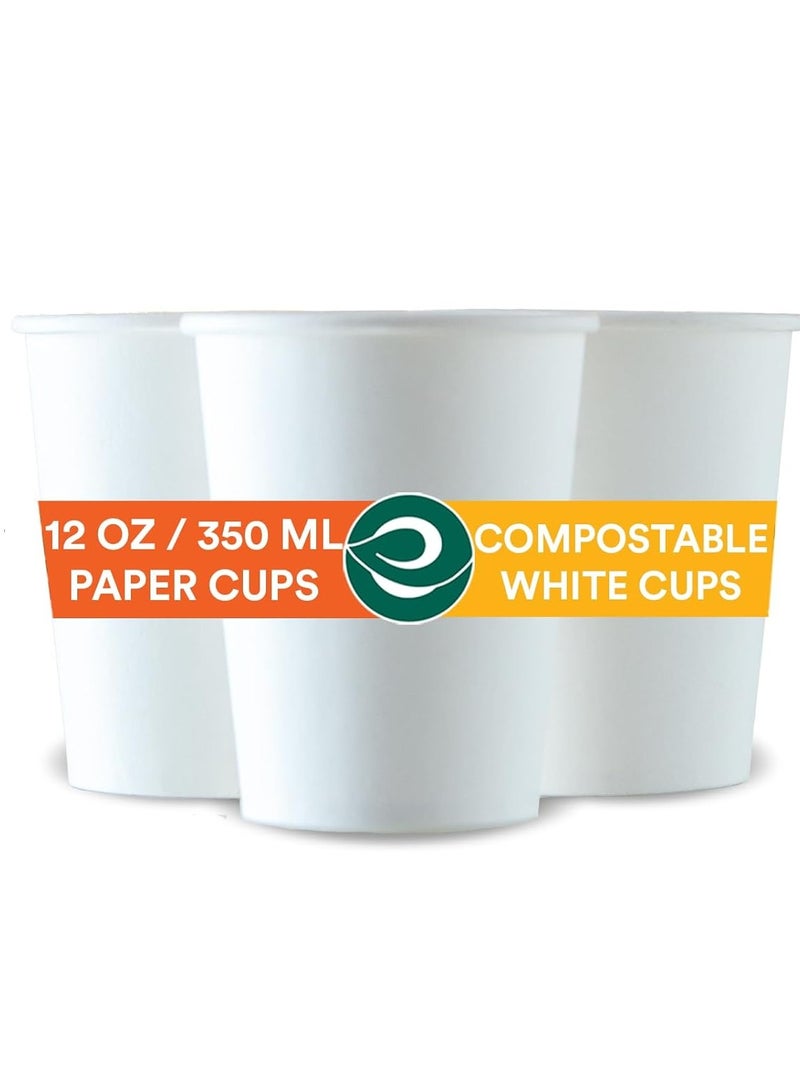 ECO SOUL 10 Piece -12oz / 350 ml, Plain Cups with logo without lid, Disposable, Eco Friendly, Compostable - Image 1