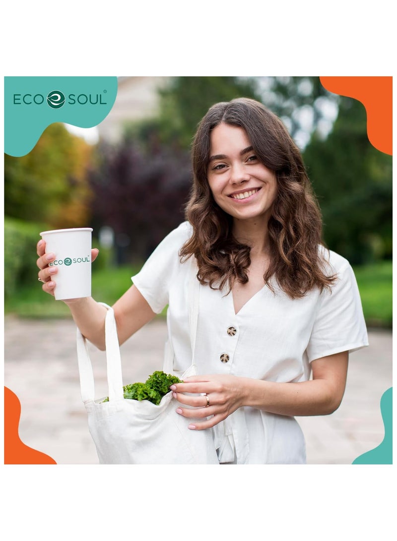 ECO SOUL 10 Piece -12oz / 350 ml, Plain Cups with logo without lid, Disposable, Eco Friendly, Compostable - Image 4