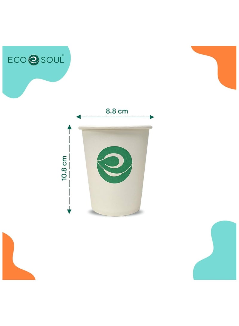 ECO SOUL 10 Piece -12oz / 350 ml, Plain Cups with logo without lid, Disposable, Eco Friendly, Compostable - Image 5