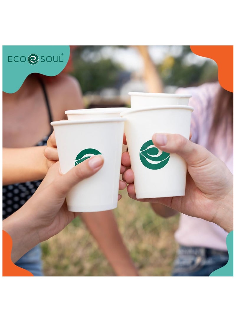ECO SOUL 10 Piece -12oz / 350 ml, Plain Cups with logo without lid, Disposable, Eco Friendly, Compostable - Image 3