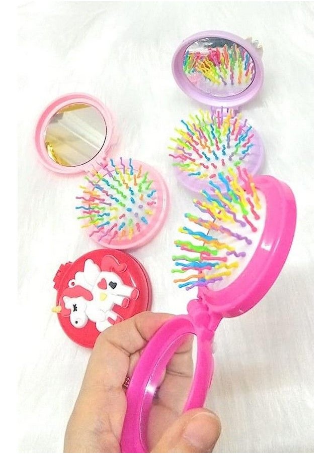 Tera13 Tera 13 Unicorn Comb For Girls Kids Hair Brush For Kids Mirror For Make Up Small Girls Kids Return Gifts (4 Piece)  - Image 4