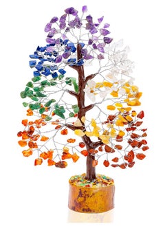 Crocon 7 Chakra Tree Of Life Crystal Tree For Positive Energy Gemstone Tree Spiritual Wisdom Seven Chakra Tree Feng Shui Handmade Decor Creativity Healing Tree Attract Good Luck Charm Gift  - Image 1
