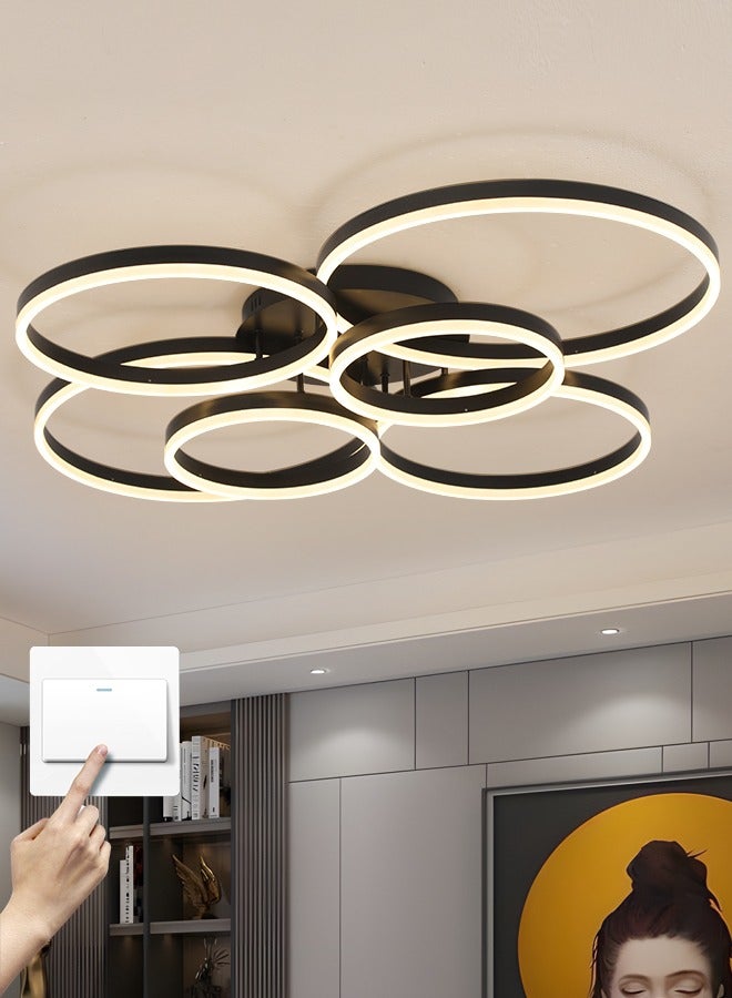 YATAI LIGHTING Modern Light fixtures Ceiling Light,6-Heads Round Modern Dimmable Ceiling Light Fixture,136W Flush Mount LED Ceiling light Geometric Acrylic Living Room Light Fixture Ceiling Light  - Image 1