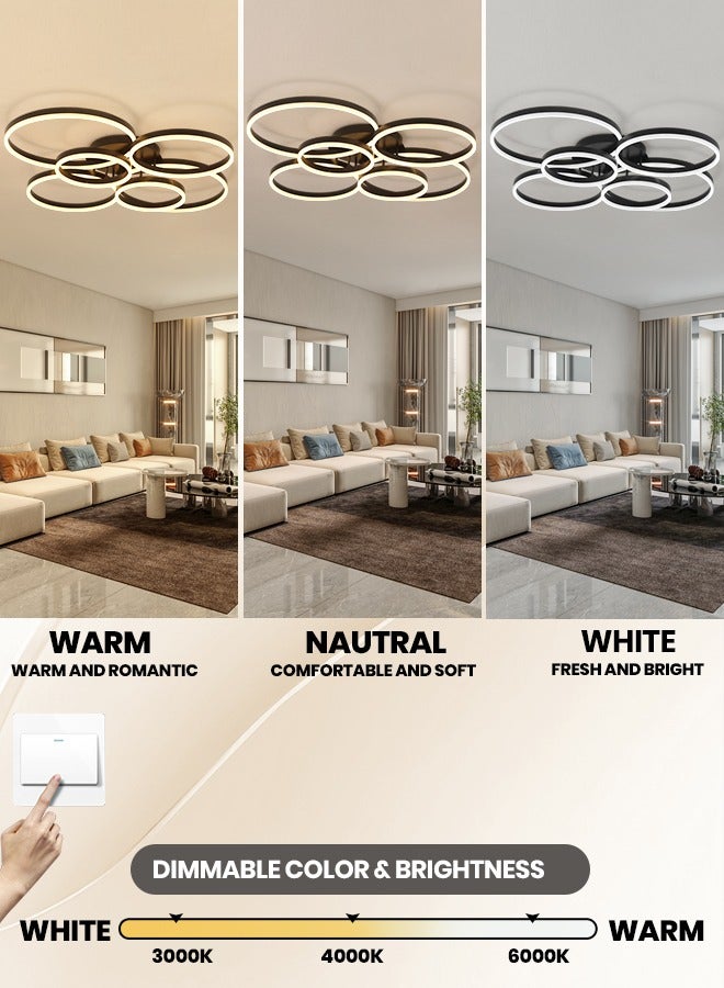 YATAI LIGHTING Modern Light fixtures Ceiling Light,6-Heads Round Modern Dimmable Ceiling Light Fixture,136W Flush Mount LED Ceiling light Geometric Acrylic Living Room Light Fixture Ceiling Light  - Image 2