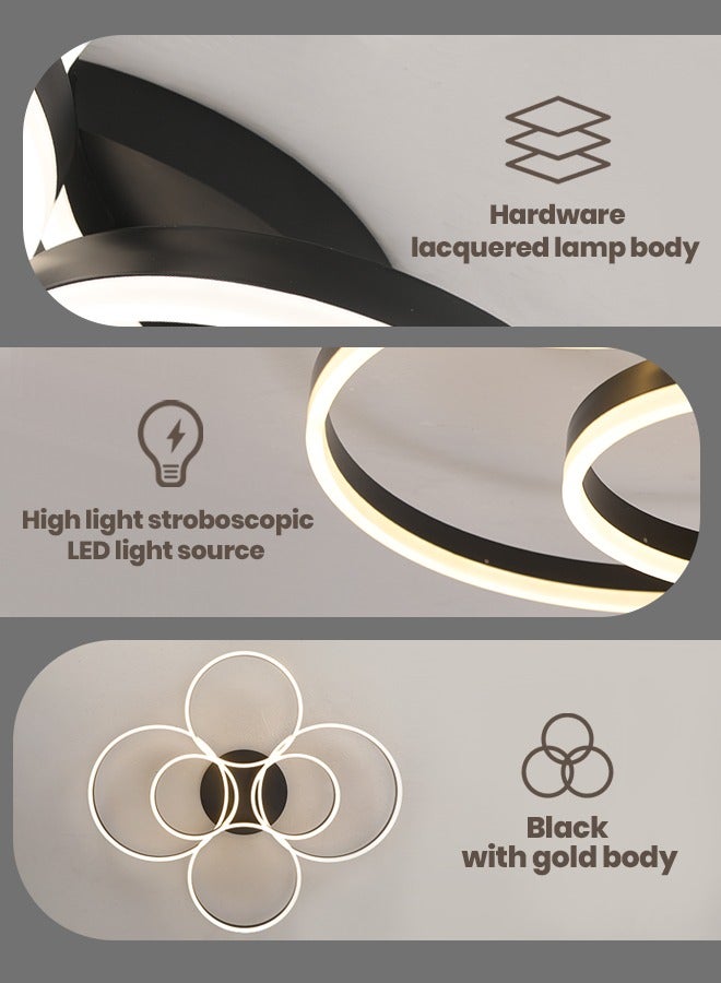 YATAI LIGHTING Modern Light fixtures Ceiling Light,6-Heads Round Modern Dimmable Ceiling Light Fixture,136W Flush Mount LED Ceiling light Geometric Acrylic Living Room Light Fixture Ceiling Light  - Image 4