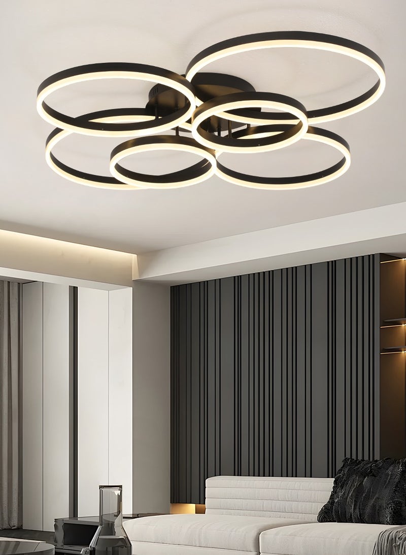 YATAI LIGHTING Modern Light fixtures Ceiling Light,6-Heads Round Modern Dimmable Ceiling Light Fixture,136W Flush Mount LED Ceiling light Geometric Acrylic Living Room Light Fixture Ceiling Light  - Image 5