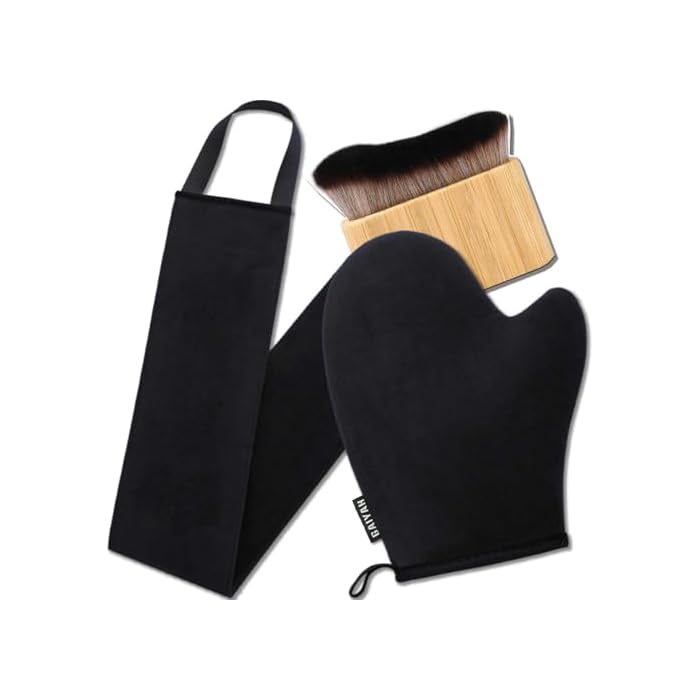 3 in 1 Self Tanning Mitts Self Tanner Mitt Applicator Kit - Tanning Glove for Self Tan Mitt, Tanning Brush for Self Tan Back Tanning Applicator Kabuki Body Brush Self Tanner Back