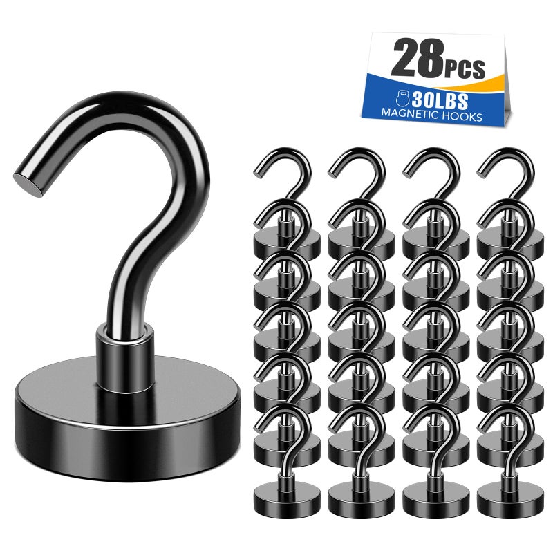 MIKEDE Medal Holders 28PCS Magnetic Hooks 30LBS Display Hanger Heavy Duty Magnet Hook Strong Neodymium - Image 2