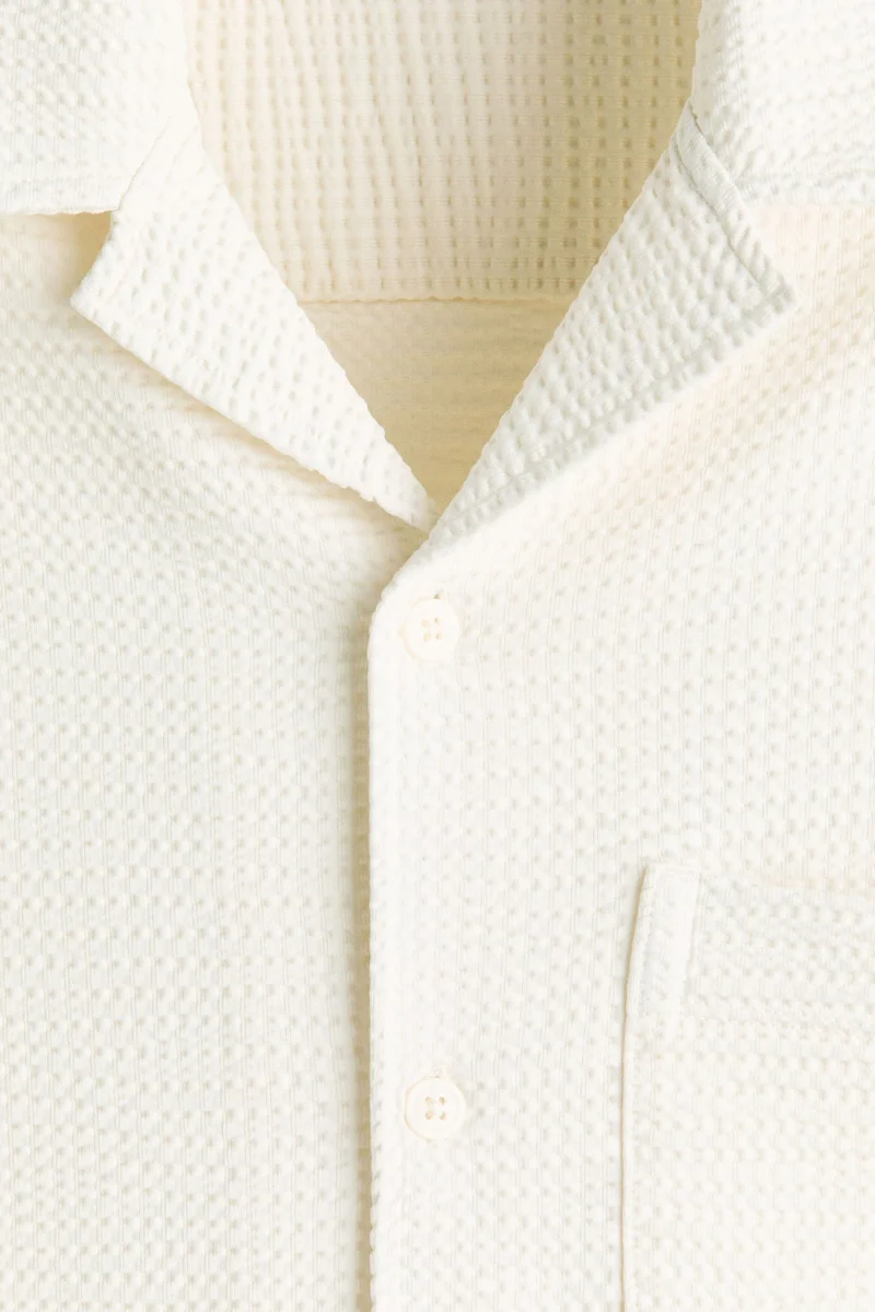 H&M  Relaxed Fit Waffled resort shirt for Men | Best Price UAE