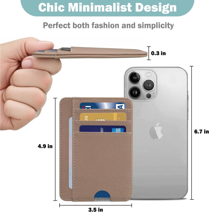 Hot Cool Slim Wallet for Men, Minimalist Front Pocket Simple Leather Credit Card Holder RFID Blocking for Men & Women, Thin Organizer Gifts, Cross - Pink - Image 3