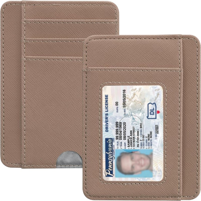Hot Cool Slim Wallet for Men, Minimalist Front Pocket Simple Leather Credit Card Holder RFID Blocking for Men & Women, Thin Organizer Gifts, Cross - Pink - Image 1