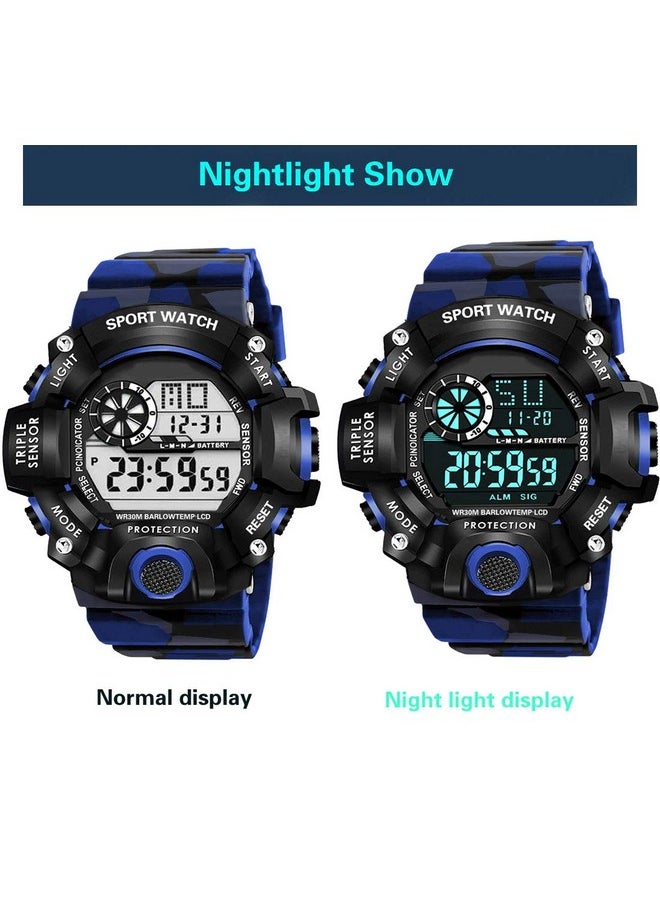 Shocknshop Shocknshop Digital Rubber Sports Multi Functional Black Dial Watch for Mens Boys -315 (Blue)  - Image 2