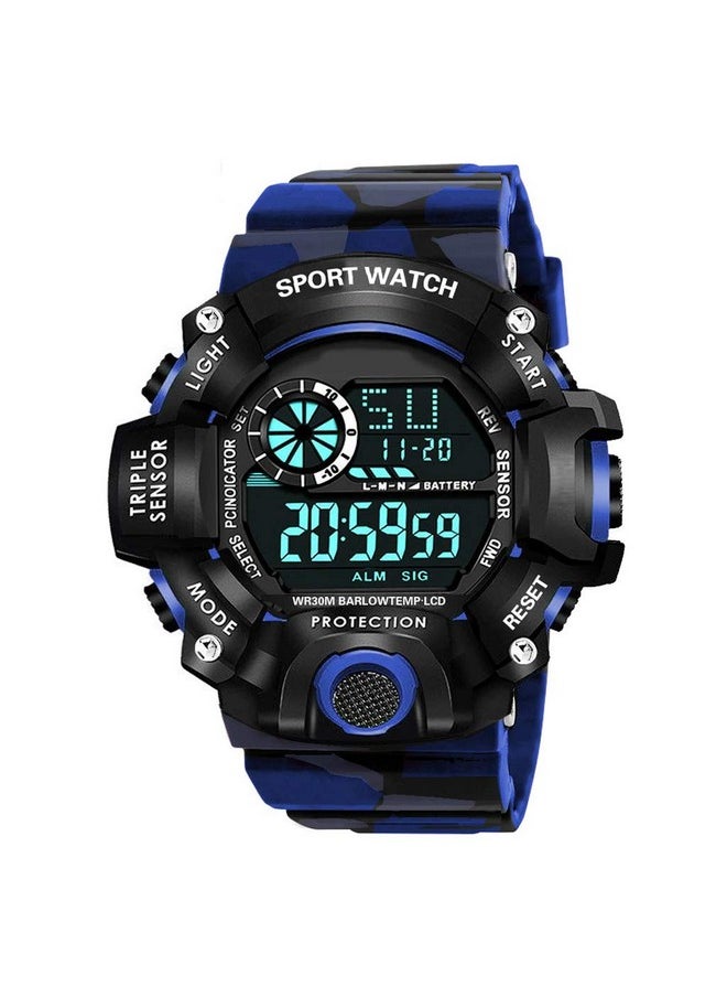 Shocknshop Shocknshop Digital Rubber Sports Multi Functional Black Dial Watch for Mens Boys -315 (Blue)  - Image 1