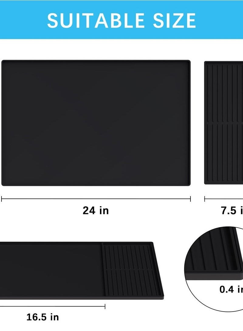 بي إيان حصيرة سيليكون 2 في 1 لركن القهوة - 61×41.5 سم مع صينية منفصلة | حصيرة واقية + تجفيف الصحون + اكسسوارات طاولة أنيقة - Image 4