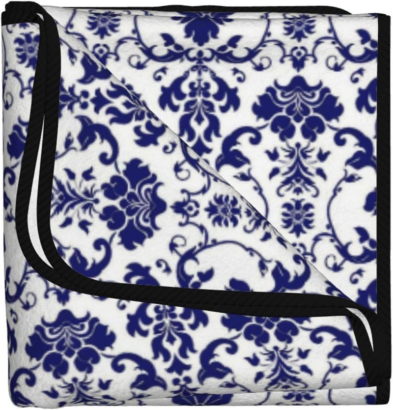 Blue and White Porcelain Pattern Print Bath Towels 27”x55” Soft Absorbent Coral Fleece Towels for Bathroom, Quick Dry Bath Towel for Bathroom, Gym, Spa, Pool & Hotel - Image 1