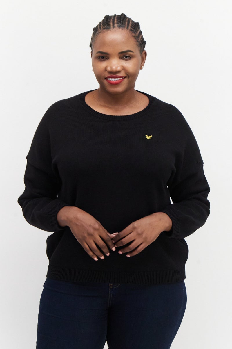Lyle & Scott Women Crew Neck Long Sleeve Knitted Sweater, Black  - Image 1