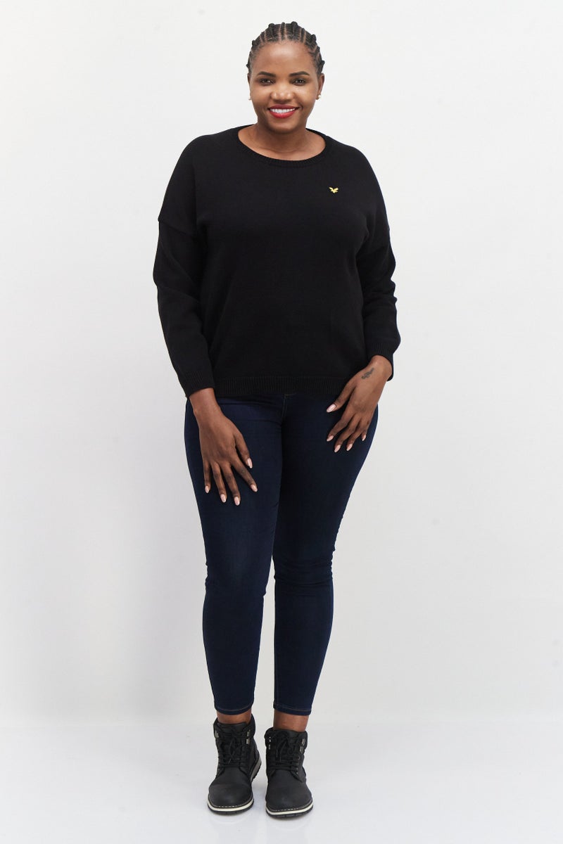 Lyle & Scott Women Crew Neck Long Sleeve Knitted Sweater, Black  - Image 4
