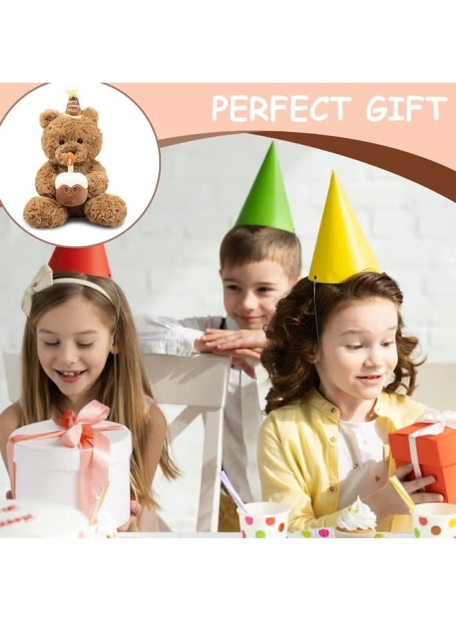 اكسيسن دمية دب محشوة، دب عيد ميلاد سعيد مع كعكة وقبعة، دمية محشوة للفتيات والفتيان والأطفال والحفلات وأعياد الميلاد - Image 4