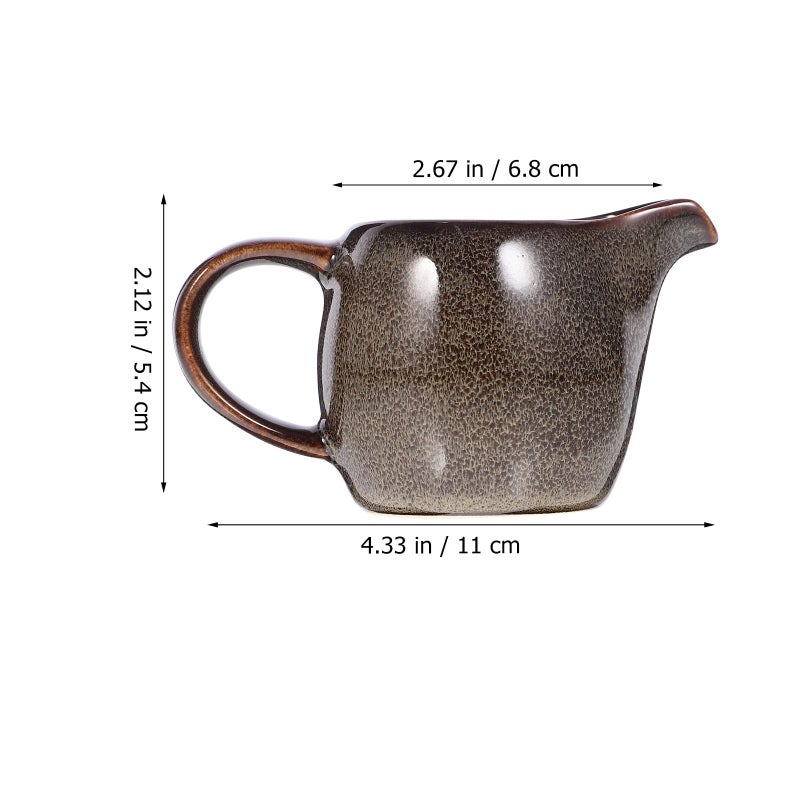 Ceramic Milk Creamer Pitcher Grey Scale Pattern with Handle and Spout for Coffee Latte - Image 3