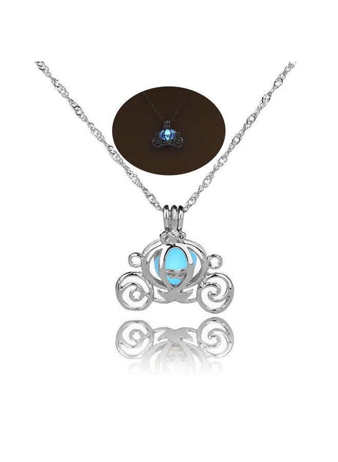 MYANAIL Luminous Hollow Pumpkin Carriage Necklaces & Pendants For Women Glowing Chain Necklace Dropshipping Gifts (Blue) - Image 1