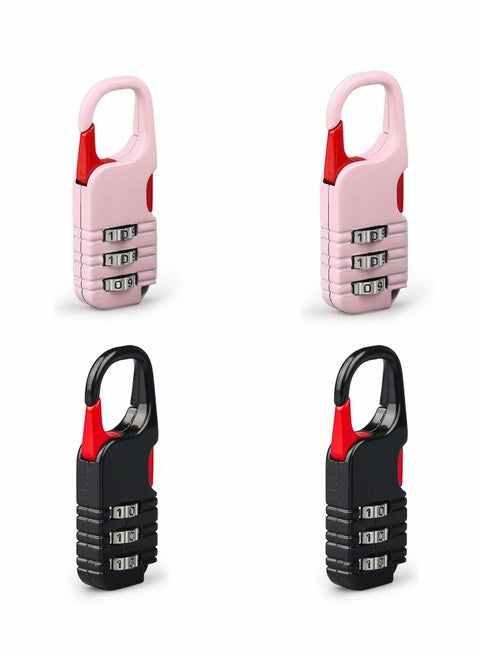 Suitcase Locks, 4 Pcs Travel Luggage Locks, 3 Digit Combinations Padlock Mini Zinc Alloy Resettable Code Lock for Kids Diary Backpack Zipper Travel Bag Suitcases Storage Cabinets