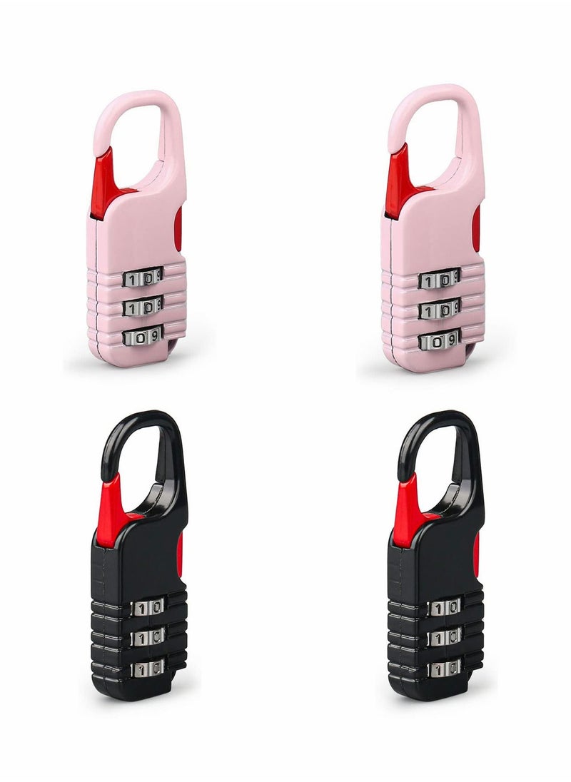 Suitcase Locks, 4 Pcs Travel Luggage Locks, 3 Digit Combinations Padlock Mini Zinc Alloy Resettable Code Lock for Kids Diary Backpack Zipper Travel Bag Suitcases Storage Cabinets