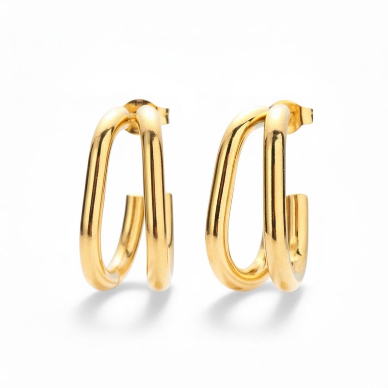 Bariq The Arc Double Hoops - Tarnish Free - Image 1