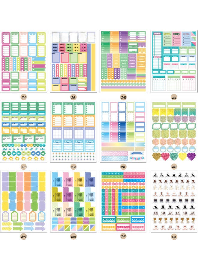 NIBEMINENT 12-Piece Planner Label Sheets Multicolour - Image 1
