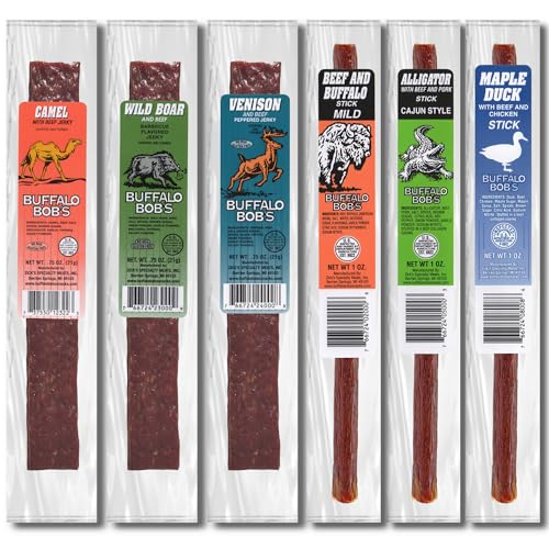 Jerky-n-Spice Buffalo Bobs Wild Game Exotic Meat Snacks  Beef Variety Pack  Jerky Exotic Sampler Set  Gift Basket for Men  Hunting Camping Adventure  Stocking Stuffers  High Protein Snack  6 Random Pack - Image 5