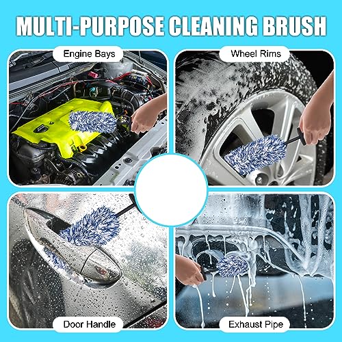 LUKCOZMO Car Cleaning Brush Rim Brush Wheel Cleaning Brush, Metal Free Soft Synthetic Wool Car Cleaning Brush, Highly Water Absorption Wheel Brush (Rim Brush) - Image 2