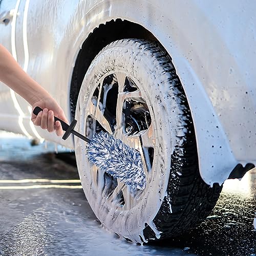 LUKCOZMO Car Cleaning Brush Rim Brush Wheel Cleaning Brush, Metal Free Soft Synthetic Wool Car Cleaning Brush, Highly Water Absorption Wheel Brush (Rim Brush) - Image 4